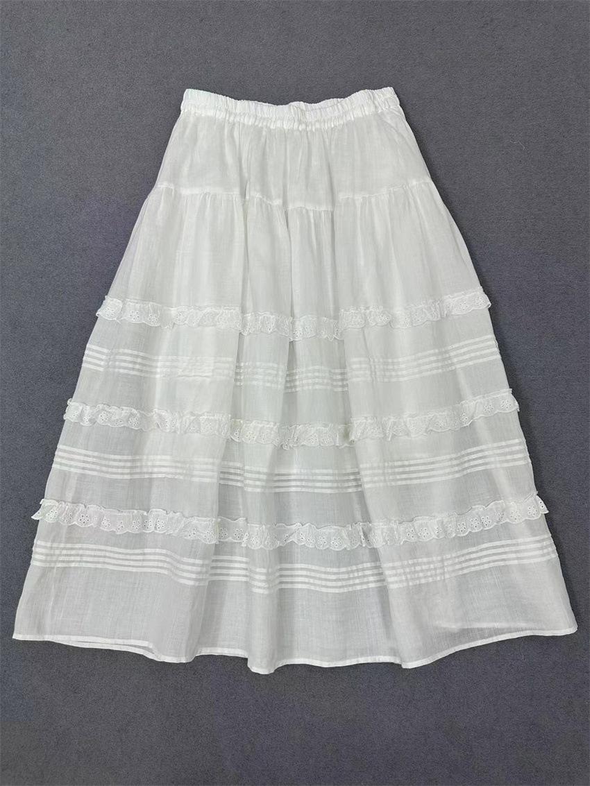 

Johnature Японские лесные прессованные плиссированные юбки свободные кружева большой подол винтажные юбки Mori лето One Size белый