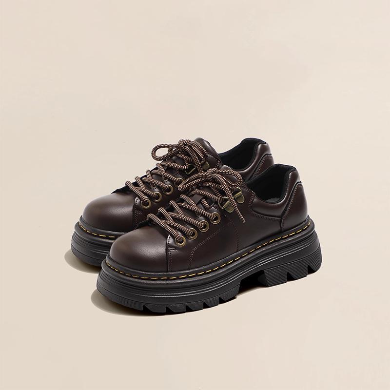 

2025 Women s Brown Leather Loafers: Autumn Versatile, Thick-Soled, Super Hot 40