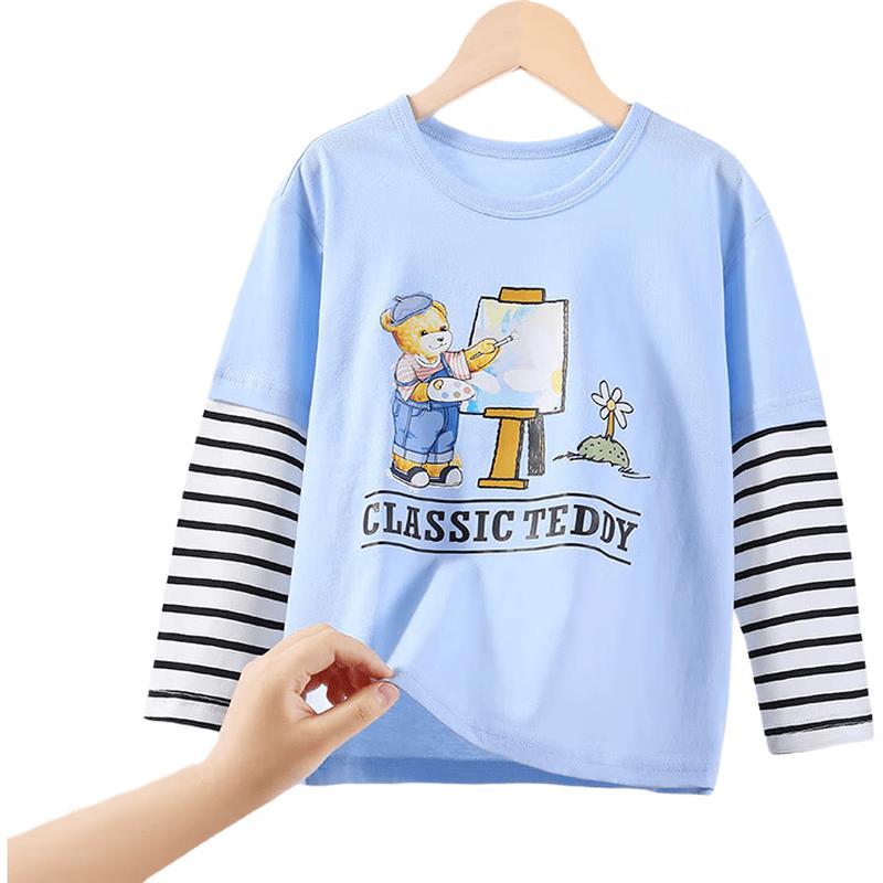 Classic Teddy Girls' Long-Sleeve Fake Two-Piece Top