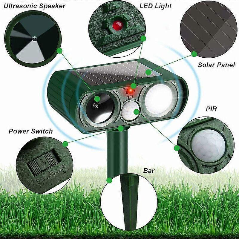 Ultrasonic Garden Cat Repeller 5 Modes USB or Solar Powered Cat Repeller with Ground Stake