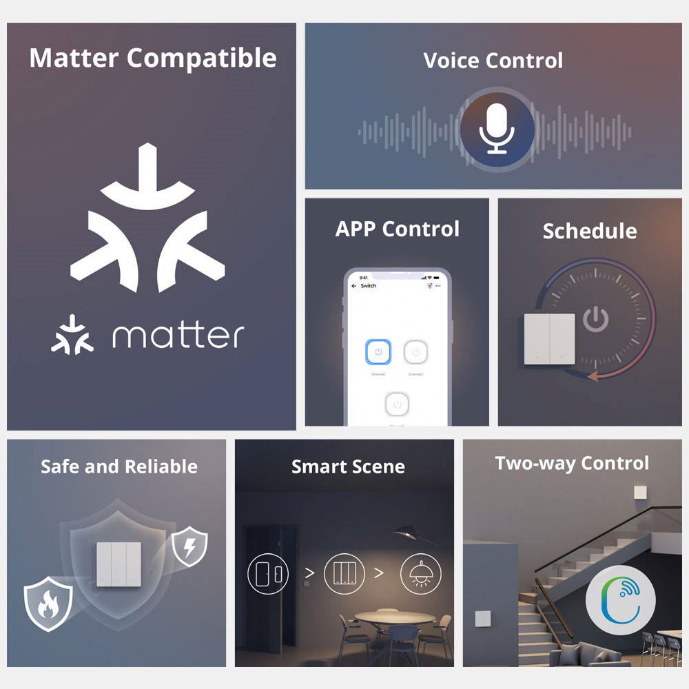 ITEAD Studio SONOFF SwitchMan US Standard Smart Wall Switch-M5 Matter White Color Works With Apple Home EWeLink Remote Control