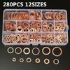 280PCS New Assorted Solid Copper Crush Washers Seal Flat Ring For Fuel&Hydraulic