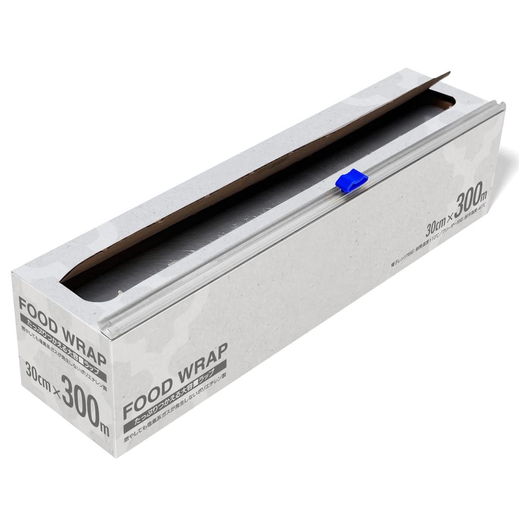 Large Capacity Food Wrap 30cm x Smooth cutting with a slide Securely seals food to maintain FOOD made with environmentally friendly polyethylene