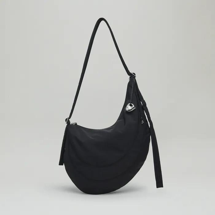 PEBBLE SHOULDER FABRIC BAG (MIDNIGHT)