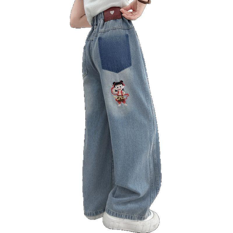 Girls' Pants Spring Clothes Wide Leg Pants Women's Jeans Spring and Autumn Styles Children's Pants