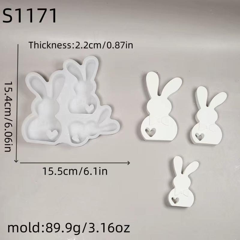 DIY Rabbit Candle Ornaments Molds Plaster Crafts Aromatherapy Bow Rabbit Silicone Mold Supplies Epoxy 3D Mold for Easter Party