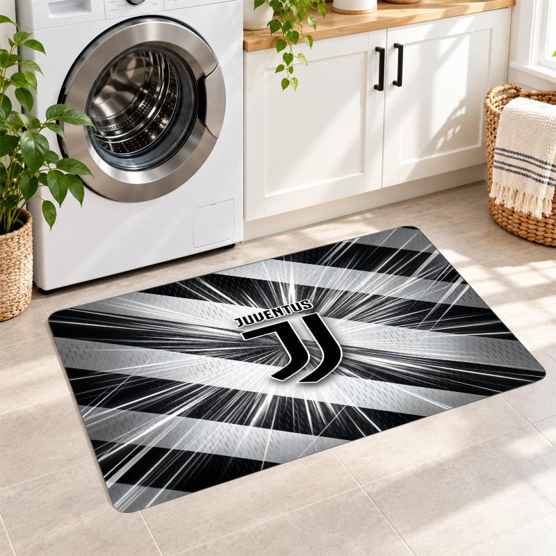 Flannel Kitchen Mat Juventus FC Soft Area Rug Non Slip Floor Carpet Home Decoration