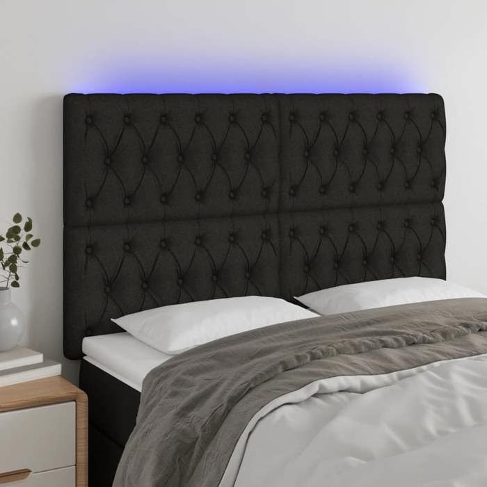 VidaXL Tête de Lit à LED Meuble de Chambre à Coucher Accessoire de Lit Double Tête de Cadre de Lit Intérieur Noir 3122760