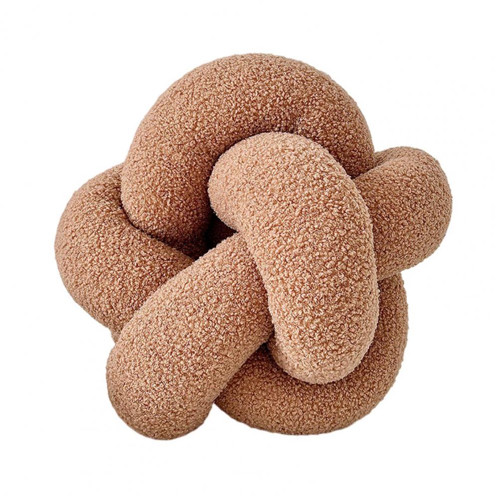 Hand Knitted Decorative Pillow Plush Braided Knot Round Ball Throw Pillow for Sofa Couch Decor Soft Elastic Sleeping Companion