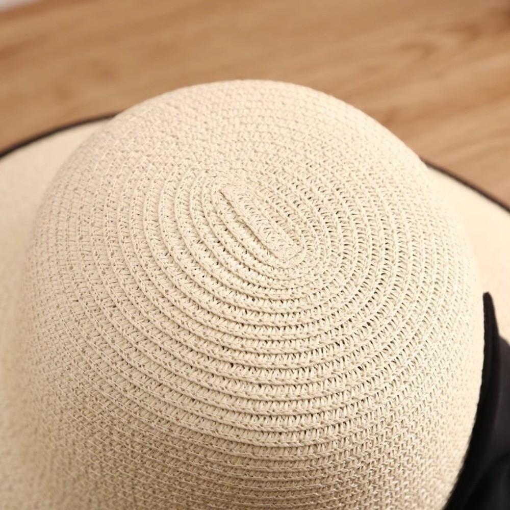 Fisherman Hat Straw Weave Sun Hat Large Bow Bowknot Sun Cap Elegant Sunscreen Bucket Hat  Summer