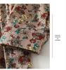 2026 Spring Retro Floral Midi Dress with Ruffle Collar and Tie Waist