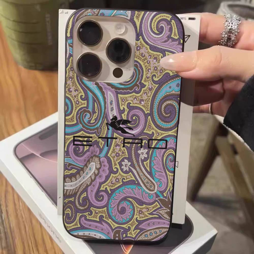 Fashion And Luxury E-Etro For IPhone 17 16 15 11 12 13 14 Pro Max Plus Pro Corrugated Translucent Back Phone Cover