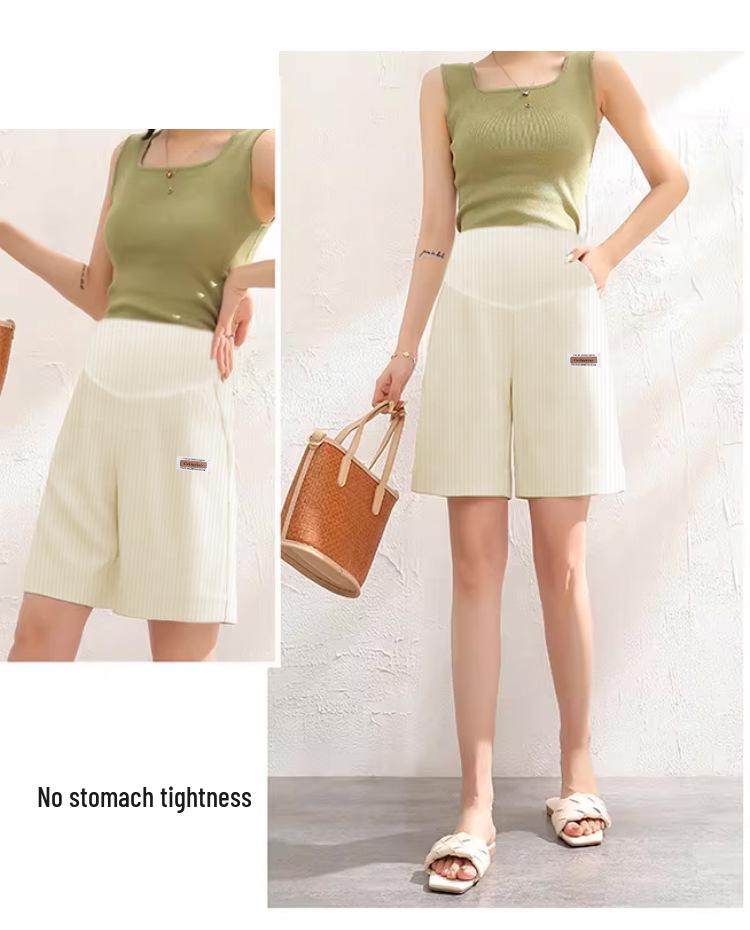 Shorts de Suporte para Maternidade de Alta Elasticidade: Calças de Verão Antiderrapantes, Largas, de Cinco Pontos para Gravidez