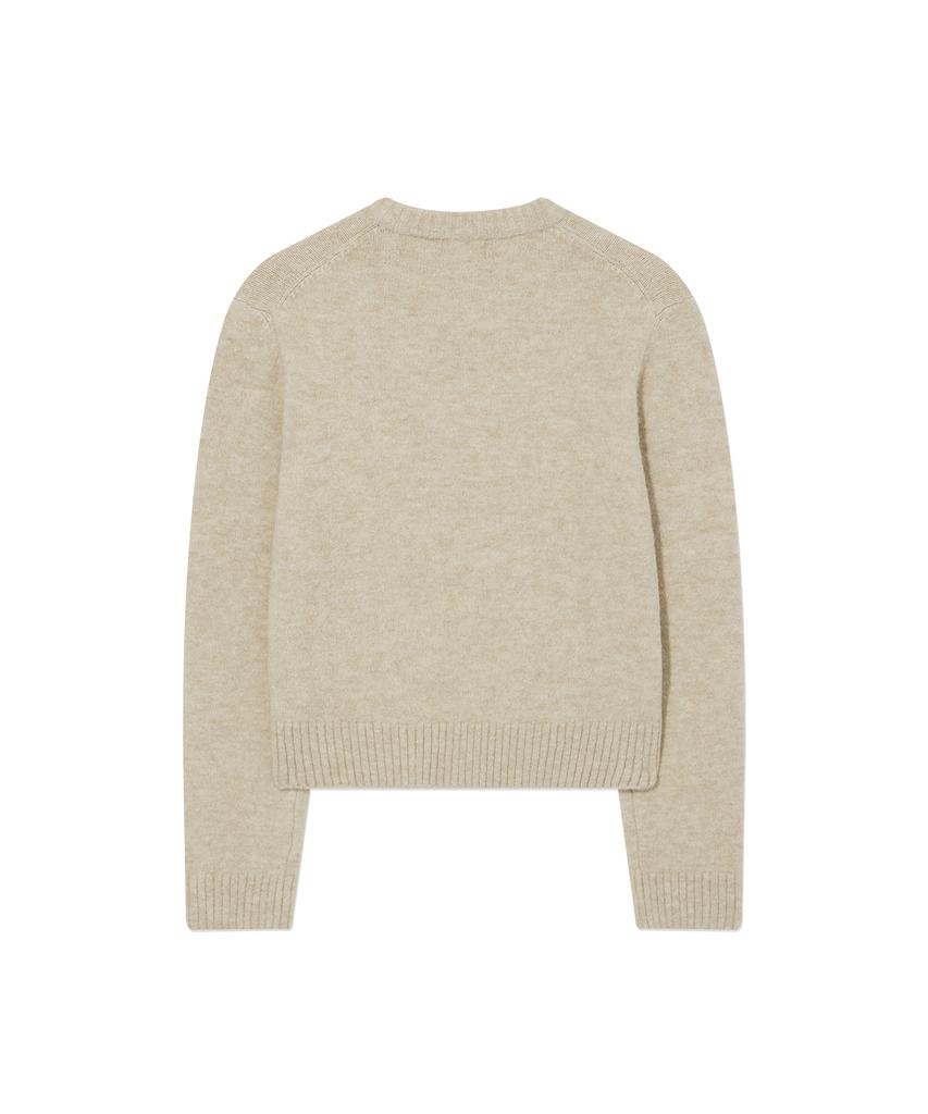 COVERNAT WOMAN Clover Heart Graphic Knit Beige