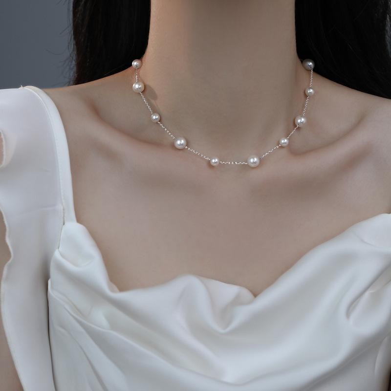 Gypsy Star Pearl Tassel Necklace Women's Light Luxury Niche Cold Clavicle Chain Exquisite Versatile Design Necklace