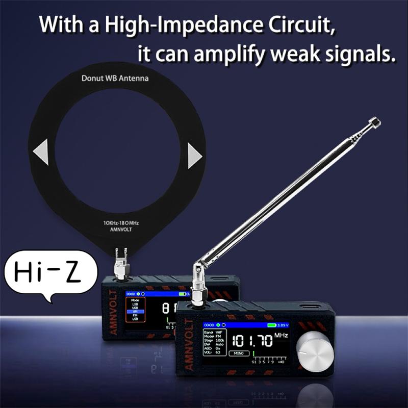 New Upgrade SI4732 0.5-108mhz Mini Pocket Radio 1.9inch IPS Screen HF SW MW VHF Radio with Antenna All Band Radio Receiver