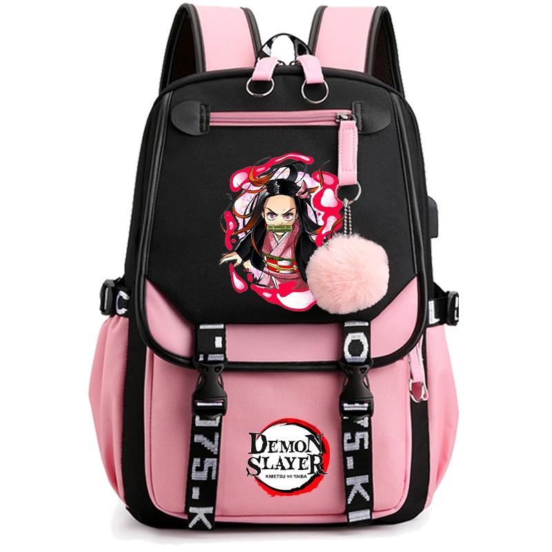 Anime Demon Slayer Backpack for Women Canvas Laptop Bag Back To Schoolbag for Teenager Girl Boy Schoolbag Men Women Travel Bag