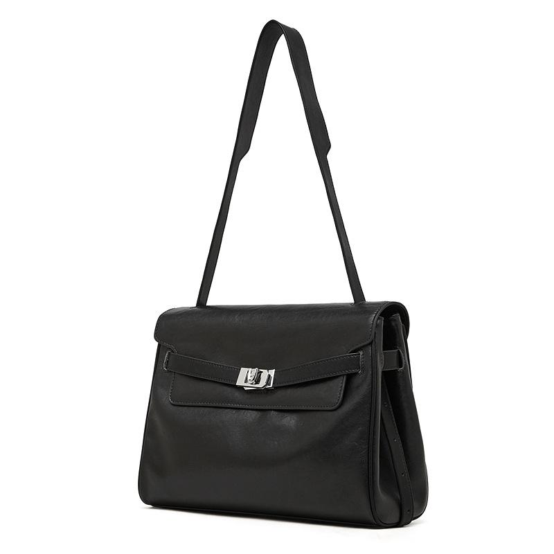 Small Square-shaped Retro Business Bag, Large Capacity Crossbody Single-shoulder Bag One Size чёрный