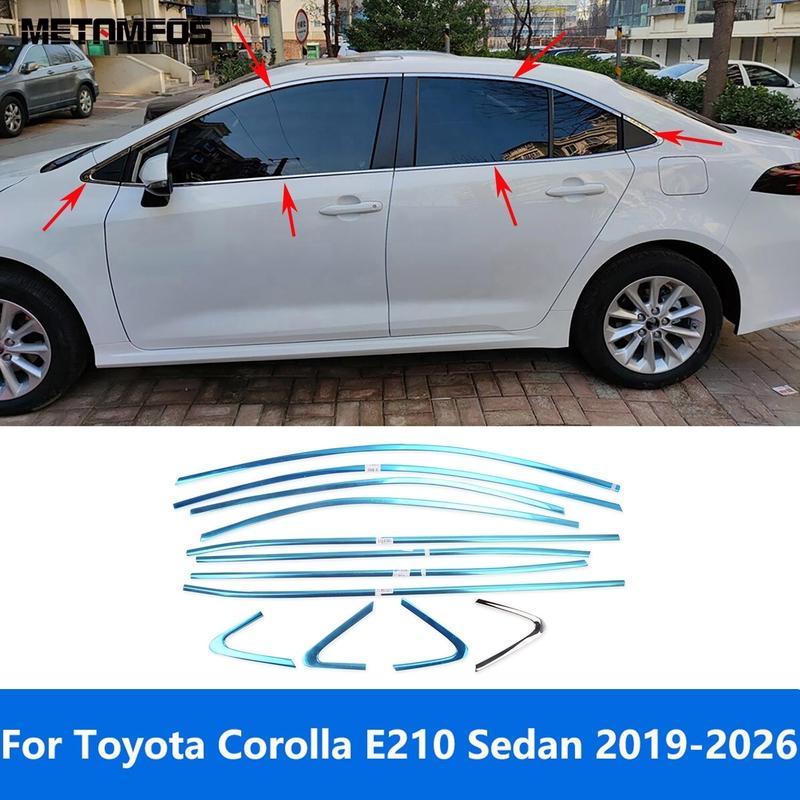 For Toyota Corolla E210 Sedan -2024 2025 2026 Upper+Lower Window Sill Frame Strip Cover Trim Sticker Accessories Car Styling