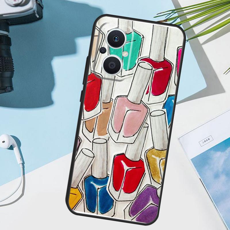 Cosmetics Nail Polish Cover For OPPO Reno 14 Pro 10 11 12 13 14F 13F 12F 11F 7 8 Lite OPPO Find X9 X6 X5 X8 Pro Case
