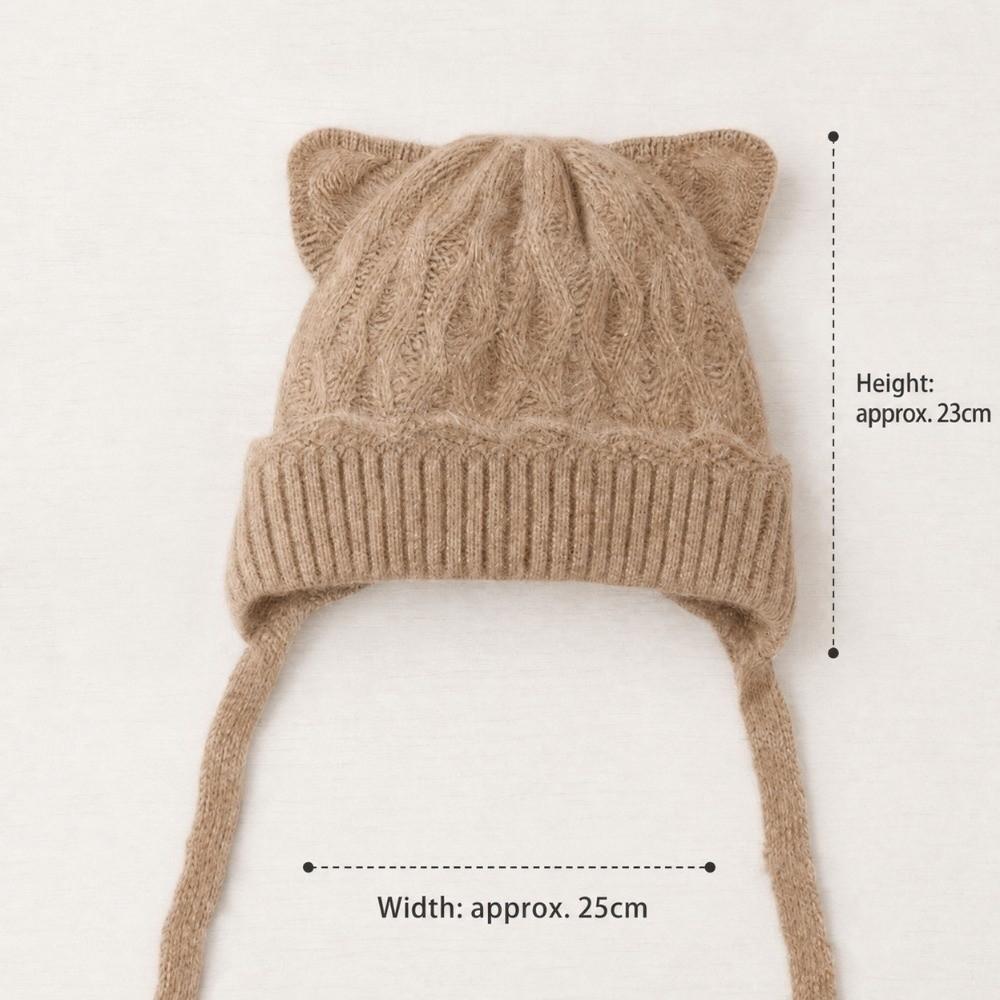 Warm Knitted Cat Ear Knit Hat Windproof Head Cover Korean Style Soft Beanie Winter Commuting