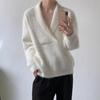 Men's Korean Style V-Neck Drapey Knit Sweater - Autumn Fashion Loose Fit Streetwear