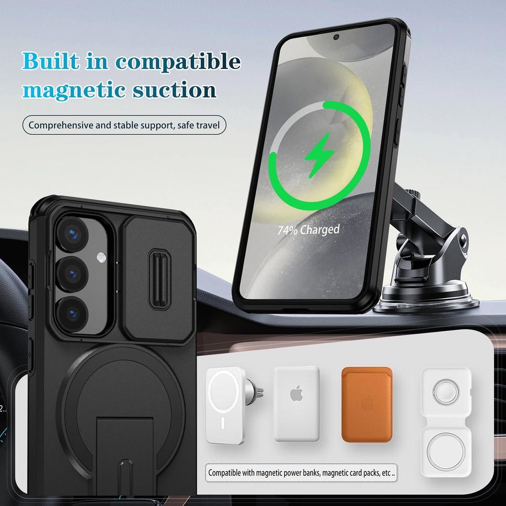 Phone Case For Samsung Galaxy S26 5G with Camera Cover, Magsafe, Heavy Duty Magnetic Case