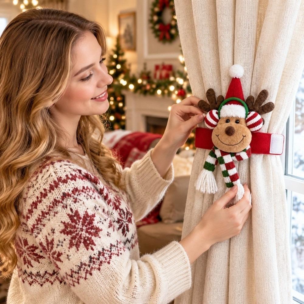 Bright Color Christmas Curtain Tieback Creative Design Cartoon Window Fastener Living Room