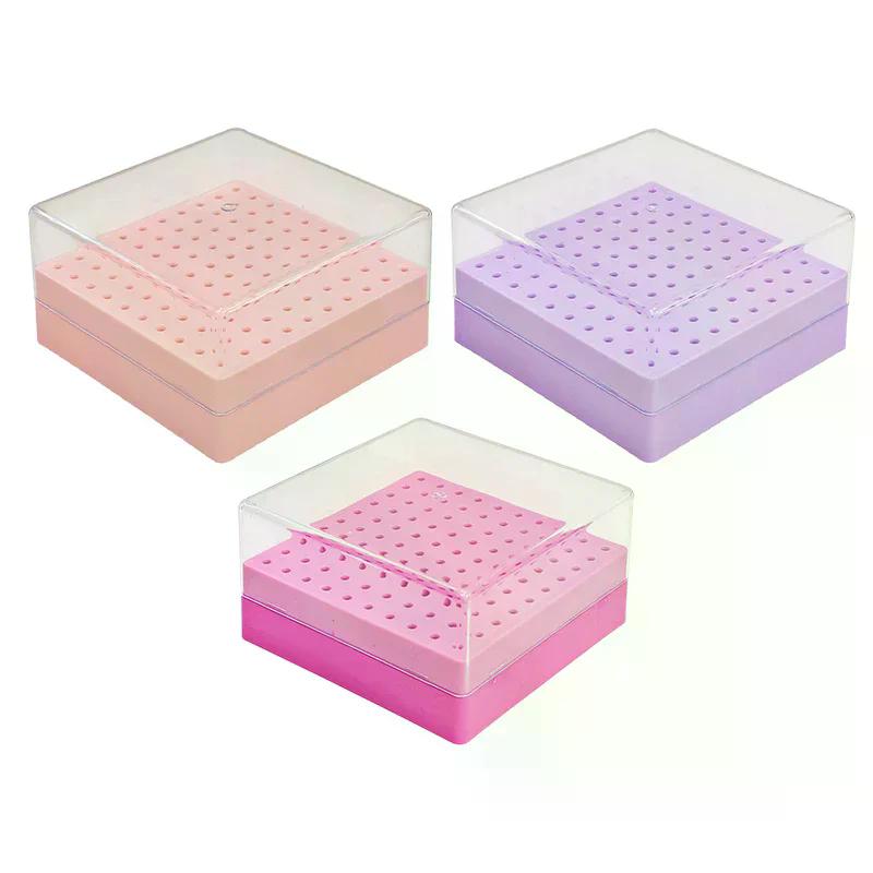 100 Nail Storage Polish Holder Organizer Stand Display Plastic Holes Art Drill Box Grinding Head Bit Bits