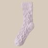 Couple's Coral Fleece Mid-Calf Terry Socks - Solid Color, Velvet Thickened for Winter Warmth & Cold Protection, Ideal for Home & Sleep.