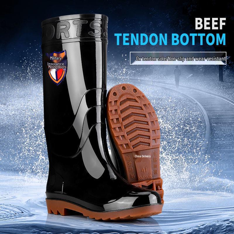 Men's High-Top Waterproof Non-Slip Work Boots with Rubber Sole