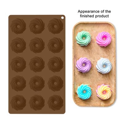 Silicone Cake Mold 15-Cavity Spiral Cookie Mold Non-Stick Baking Pan for Cookies Pastries Mousse Dessert