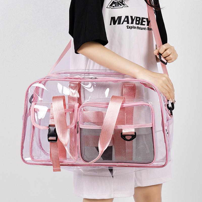 Korean Style Transparent Travel Bag - Large Capacity Water-Repellent Gym and Beach Tote