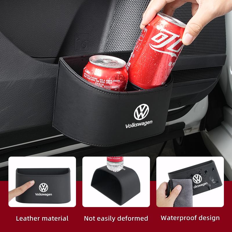 Car Trapezoidal Sloped Black Leather Door Multi-Functional Storage Compartmen For VW GTI Polo Passat Scirocco Golf Tiguan Sharan zo5