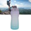 Sports Water Bottle 2000ml Gradient Frosted Bicycle Water Bottle with Handle Straw Silicone Hose Water Bottle for Running Purple Cover Gradient
