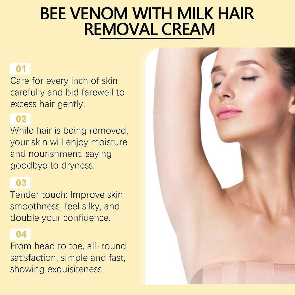 Limited time!!Oceaura Bee Venom Milk Moisturizing Hair Removal Cream Is A Gentle Body Hair Removal Cream For Armpits, Hands And Legs