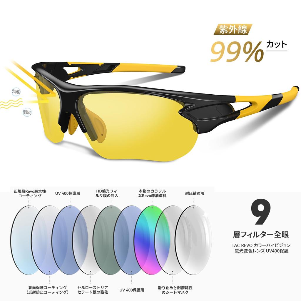 [BEACOOL] Sports Sunglasses, Ultra-lightweight, TR90 TAC Polarized Lenses, for Night Use, Baseball, Cycling, Running, Hiking, Fishing, Golf, Driving,