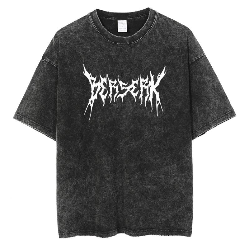 

Харадзюку Винтажная Черная Футболка с Аниме Принтом Мужская Уличная Одежда Double Extra Large