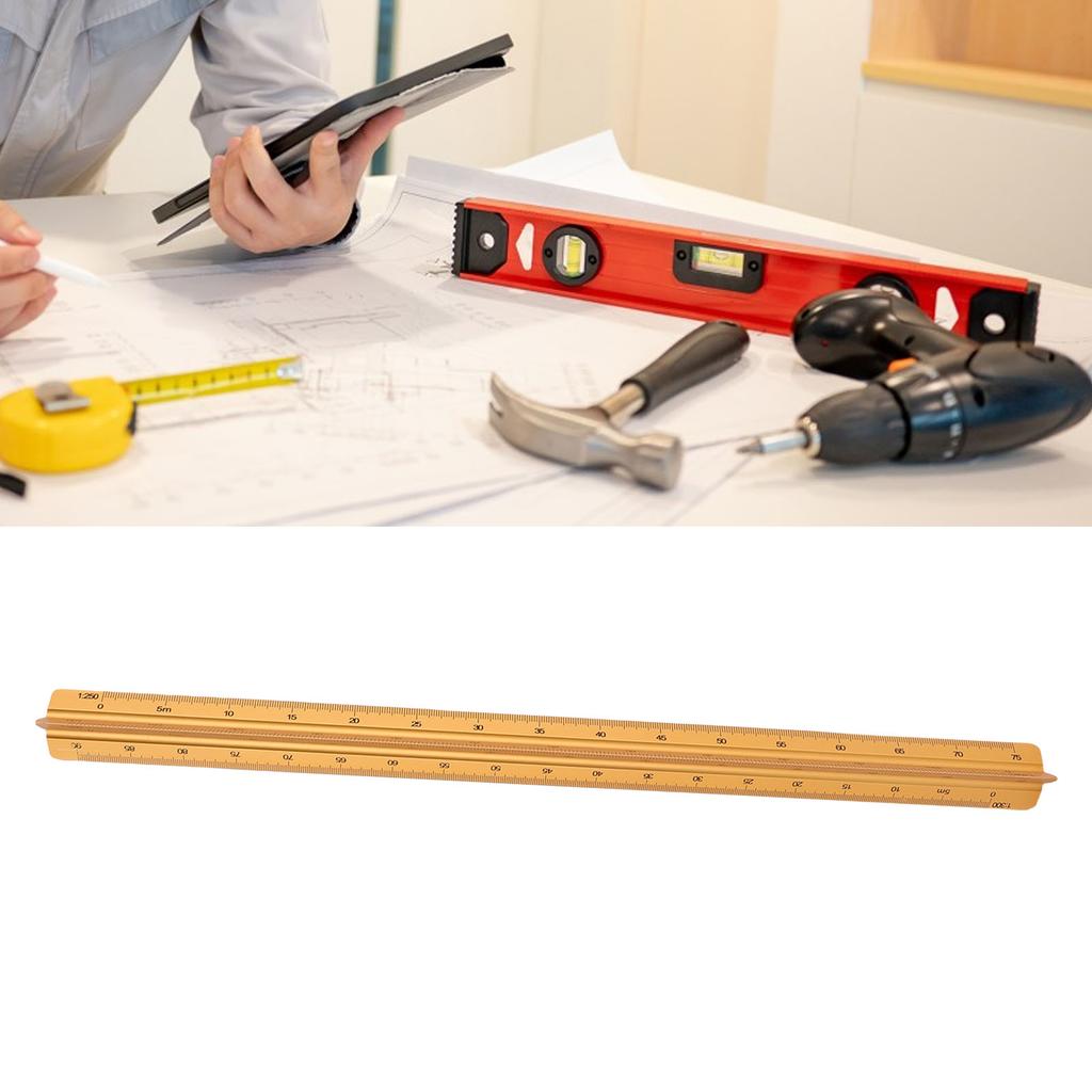 Arctural Scale Ruler 30cm Range Aluminum Accurate Concave Design Multifunctional   Drafting Ruler for Engineering