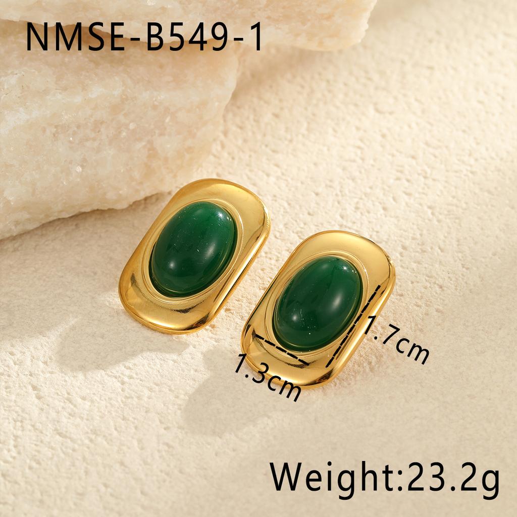 GEMCHIC Women's Retro Geometric Oval Stud Earrings Fashion Gold Tone Resin Statement Jewelry