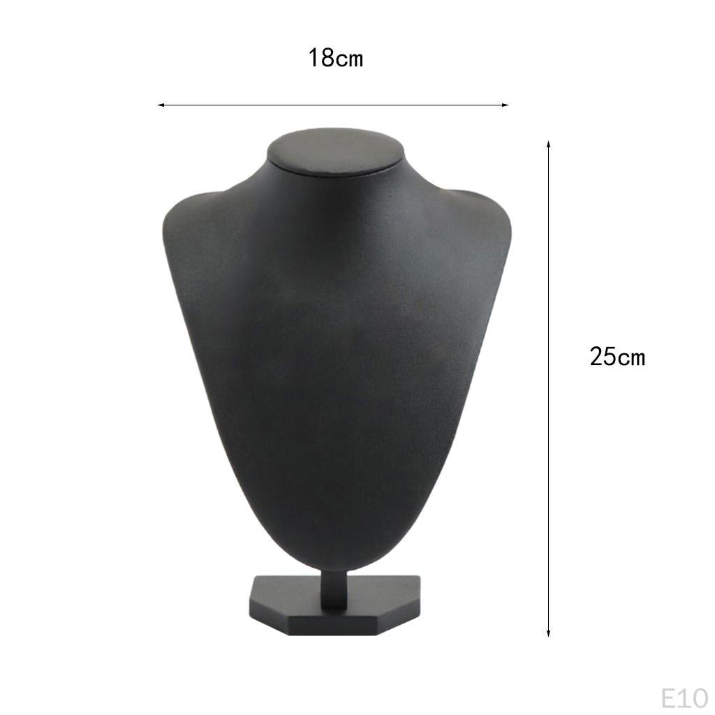 Black Leatherette Necklace Bust Jewelry Display Stand Figure Holder