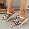 Fashion Fashion Leopard Print Wedge Sandals for Women Buckle Strap Slip On Platform Sandles Woman Summer Comfort Thick Sole Beach Shoes