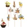 8pcs Easter Cake Inserts Tag Decorations Bunny Easter Holiday Party Cake Decoration Insert Card For Easter Party Food Deco
