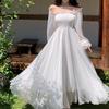 2026 Sanya Beach Resort Dress, White Chiffon, Large Hem, Extra Long, High-End Feel