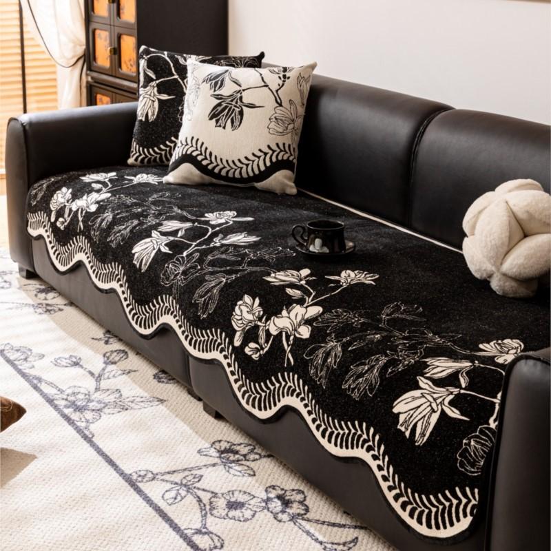 New All Seasons Retro Chenille Flowers Sofa Cover Non-Slip Couch Slipcover Protector Universal Irregularity Sofa Cushion