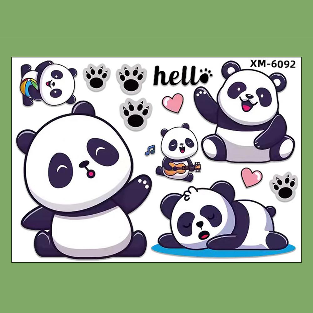 1Pc Motorcycle Bicycle Decal Helmet Car Waterproof Decals Lovely Pandas Night Sign Stickers Creative Exterior Decor Accessories