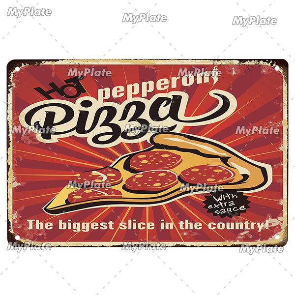 I Love Pizza Metal Poster Tin Sign Vintage Metal Sign Plate For Bar Pub Wall Decor Plaques Kitchen Wall Sign Bar Decor Poster