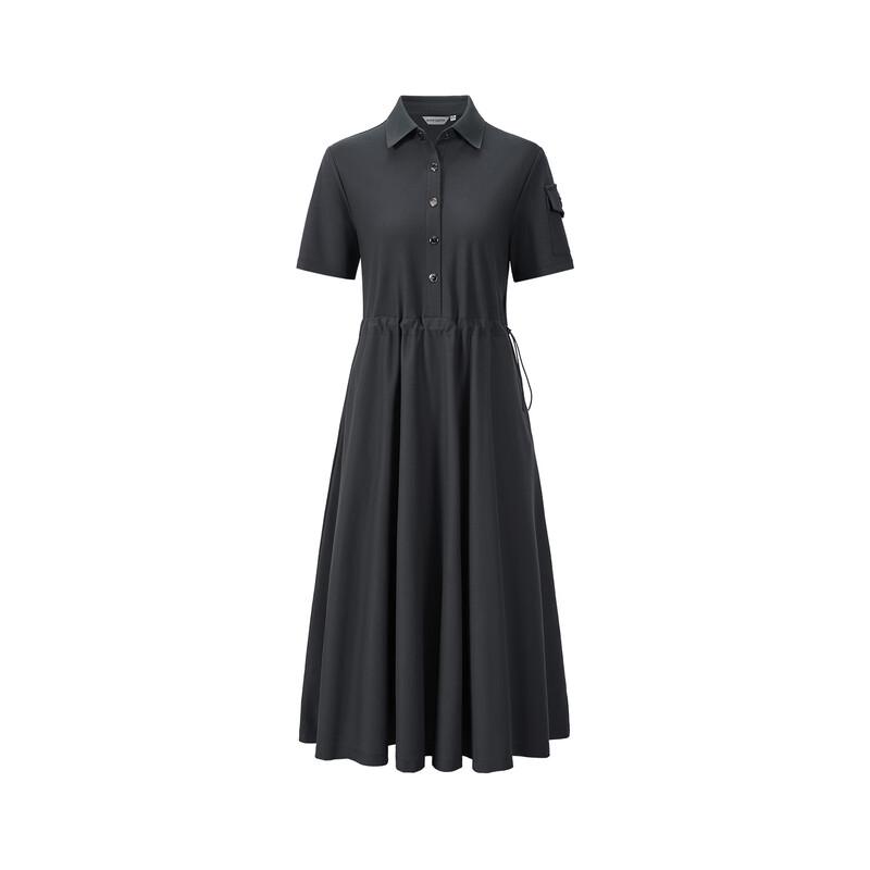 Giovanni Valentino Casual Lapel Short Sleeve A-Line Dress