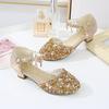 Girls' Crystal Sequin Princess Sandals 2025 - Summer High Heels with Hollow Design