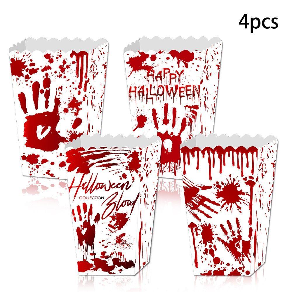 4pcs Pink Halloween Popcorn Box Paper Pumpkin Gift Packing Box Kids
